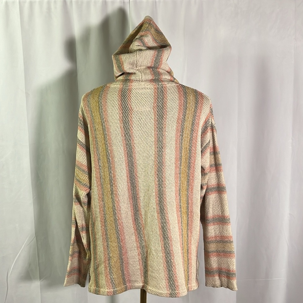 🛍 6 for $35 • Rip Curl Sand Multicolor Striped My Tide Lace Up Poncho Hoodie - Picture 4 of 16